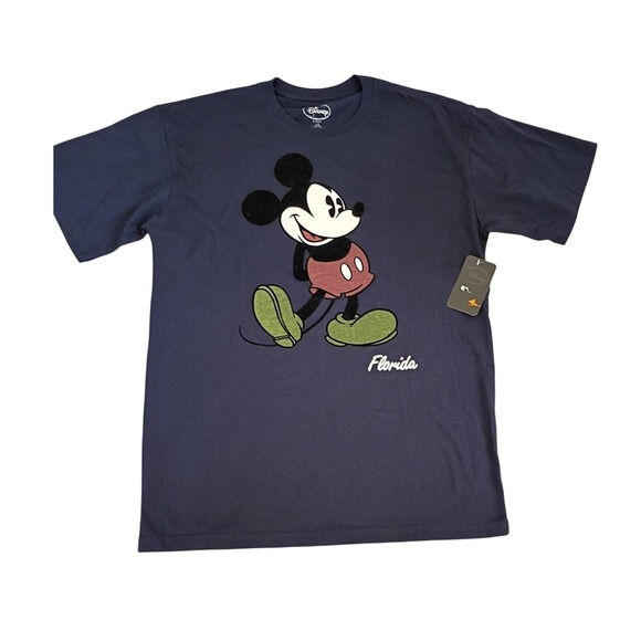 Disney Other - Disney Mickey NWT Mouse Florida Cotton Graphic T-Shirt Navy Blue Mens L 42/44